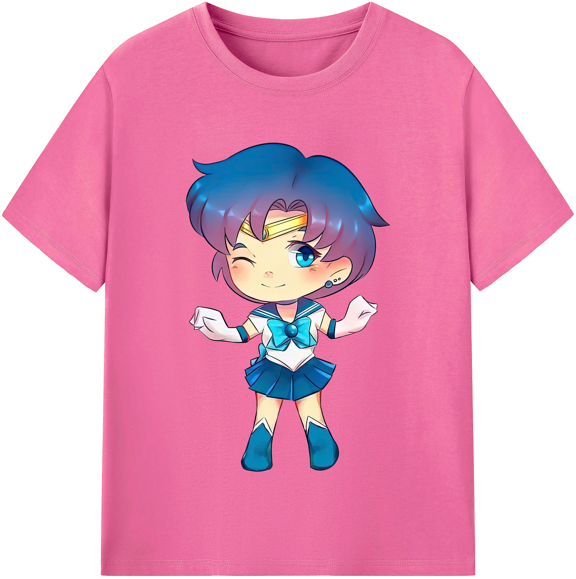 （画像用） 美少女戦士セーラームーン 水野 亜美 みずの あみ Sailor Moon Mizuno Ami レディースカジュアルプリントTシャツ（綿100％）